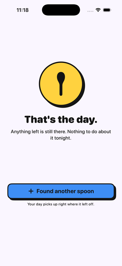 The wind-down screen shown after calling the day done.